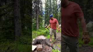 Testing the communal axe chopping wood choppingwood chopwood woodchopping woodchop [upl. by Llertniuq]