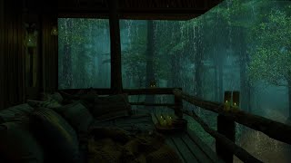 Rainforest Thunderstorm Sounds for Sleeping on a Treehouse DECK [upl. by Pillow]