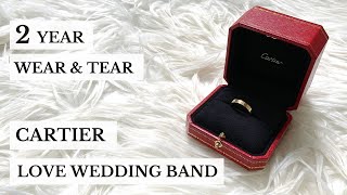 CARTIER LOVE WEDDING BAND RING 18K YELLOW GOLD REVIEW  2 YEAR WEAR amp TEAR  IS IT WORTH IT [upl. by Refinnaej]