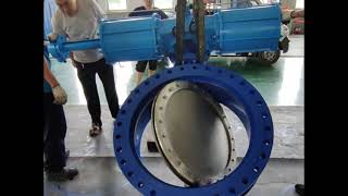 Pneumatic EPDM Seal Soft Seat Triple Eccentric Double Flange Butterfly Valve Pn16 Industrial [upl. by Norbie]