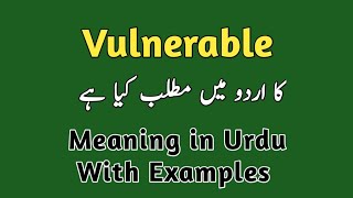 Vulnerable meaning in urdu and hindi  English vocabulary words  Urduhindi [upl. by Adnek]