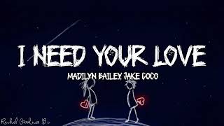 I Need Your Love  Madilyn Bailey Jake Coco Lyrics [upl. by Rosalie891]