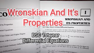 Wronskian bsc 1st year  Differential Equations [upl. by Rickie]