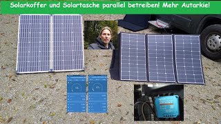 2 mobile Solarmodule für Wohnmobil parallel betreiben anschließen  Solartasche und Solarkoffer [upl. by Ojytteb]