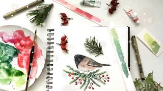 How to Paint a Watercolor Bird Holiday Junco [upl. by Yhtomiht]