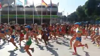 The Start of the 2016 Olympics Womens Marathon in Rio de Janeiro [upl. by Nomihs553]