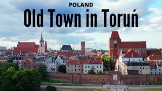 Old Town in Toruń  4K drone video [upl. by Joella250]