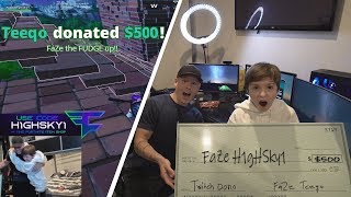 FaZe H1ghSky1 500 Donation at FaZe Hollywood House [upl. by Omolhs]