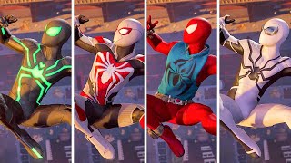 Marvels SpiderMan Remastered PS5  Peter Crafts His Suit Scene With Every Suits ALL 45 Suits [upl. by Poland372]