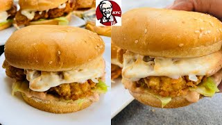 KFC style Zinger Burger Recipe Cruncy Zinger Burger at home [upl. by Gagnon355]