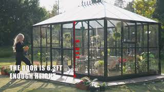 14x95x9 FT Hybrid Polycarbonate Greenhouse Outdoor Aluminum Greenhouse with Quick Connect Fittings [upl. by Odragde]