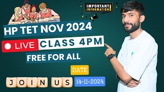 HP TET NOV 2024 live Class3 [upl. by Stone276]