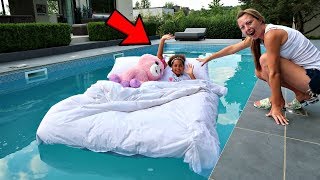 TIANAS BED IN OUR SWIMMING POOL PRANK [upl. by Atinuahs]