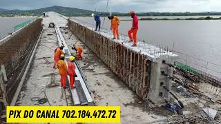 21022024 IMAGENS AÉREAS DA RETIRADA DAS FORMAS VIGAS DA PONTE DO RIO ARAGUAIA BR153 PATO 🇧🇷 [upl. by Aidnama]