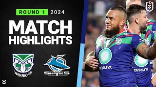 NRL 2024  Warriors v Sharks  Match Highlights [upl. by Agemo]