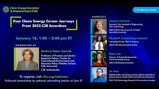 C3E Webinar Series Four Clean Energy Career Journeys From 2023 C3E Awardees [upl. by Aldric]