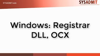 Windows Registrar DLL OCX [upl. by Suivatnod]