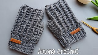 كروشية قفاز جوانتى رجالى اولادى بغرزة جميله وسهله Easy crochet fingerless gloves [upl. by Oliver645]