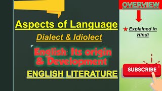 DialectIdiolectEnglish Its origin and developmentIGNOUAspects of Language [upl. by Areta]