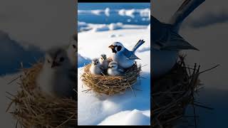 quotSnow Bunting Family Gentle Moments in a Winter Nestquotbirdsinmotion05 WinterBirds BirdFamily [upl. by Ydac815]