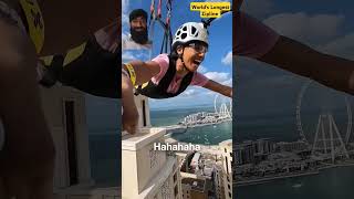 Worlds Longest Zipline  Trending Zipline zipline burjkhalifa travel shorts skydivedubai [upl. by Kcirddes631]