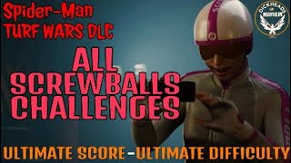 SpiderMan  All Screwball Challenges  Turf Wars DLC  Ultimate score  Ultimate Difficulty [upl. by Ereynihc]