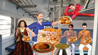 Lalchi Pani Puri Wala Street Food in Train Greedy Golgappa Hindi Kahani Moral Stories Comedy Video [upl. by Forward]