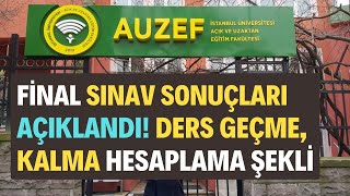 Auzef Güz Dönemi Final Sınav Sonuçları AÇIKLANDI Ders Geçme Kalma Hesaplaması Nasıl Yapılır [upl. by Daisy863]