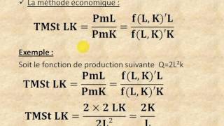 Microéconomie S2 partie 6 quot le taux marginal de substitution technique TMSt quot [upl. by Enyr]