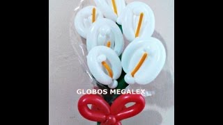 GLOBOFLEXIA RAMO DE ALCATRACES HOW TO MAKE A BOUQUET OF ALCATRACES [upl. by Gnilrits475]