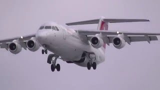 Swiss Avro RJ100 HBIXO LX 976 overhead final approach at Berlin Tegel airport [upl. by Acima899]