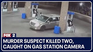 Murder suspect killed two caught on gas station camera [upl. by Long593]