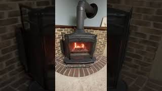 Wood burning stove in action with a creosote log [upl. by Casimir]