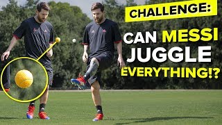 LIONEL MESSI JUGGLING CHALLENGE  testing Messis skills [upl. by Ahsatin]