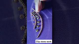 Clip stone work 😁 aari design technique clipstone teaching work shorts [upl. by Darryl]