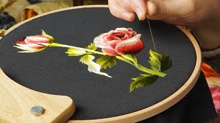 KIT119 Rose Embroidery Step by Step from Design to Embroidery [upl. by Irrabaj]