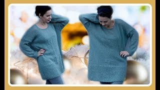 EINFACHER OVERSIZE PULLOVER STRICKEN ANLEITUNG FÜR ANFÄNGER [upl. by Hnah]