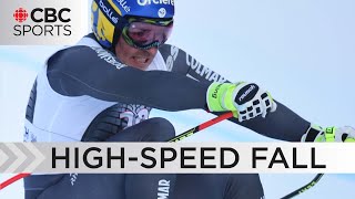 French Skier Crashes Breaks Legs in World Cup Downhill  WARNING Graphic content  CBC Sports [upl. by Nohtan]