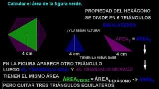 Área de triángulo equilatero inscrito en un hexágono [upl. by Idleman292]