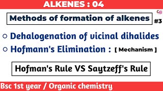 Hofmanns elimination  Hofmann rule  Dehalogenation of vicinal dihalides  Alkenes  BSc 1st year [upl. by Vivi]