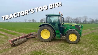 TRACTORS TOO BIG ROLLING IN BARLEY WITH MY EBAY ROLLERS [upl. by Saoj]