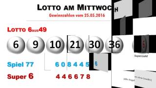 Lotto Ziehung  Lottozahlen vom Mittwoch 2552016 [upl. by Enneite477]