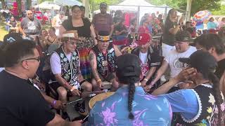 Battle Nation singing for girls woodland at Prairie band of Potawatomi pow wow 2024 [upl. by Tiossem]