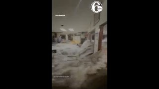 Dangerous wave rips through restaurant on Army base in the Marshall Islands [upl. by Dugald]