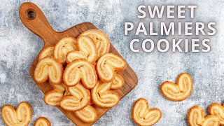 How to Make Palmiers Elephant Ears Cookies  Easy Puff Pastry Dessert Recipe [upl. by Nevram]