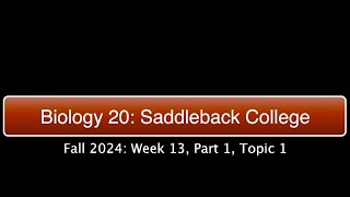 Saddleback Biol 20 Fall 2024  Week 13 Part 1 Topic 1 [upl. by Roosnam]