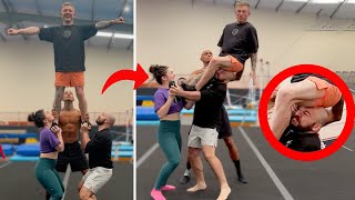 Teaching Nile Wilson Cheerleading Stunts [upl. by Nwahsor451]