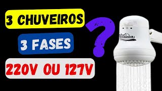 Como ligar 3 chuveiro no trifásico 127 ou 220V [upl. by Hepzi]