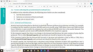 Lec21 Ch3 Overheads l Factors Affecting the Predetermined Overhead Rate l CAF3 CMA [upl. by Oratnek]