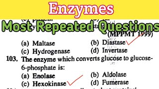 enzyme mcq  enzyme biochemistry mcqs  enzymology  Biology most Repeated Questions 9 [upl. by Dorrahs]